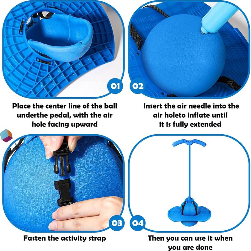 Pogo Jumper with Handle and Ball Pump, High Jump Toy Bounce Jump Trick Board Pogo Bouncing Ball Safe and Fun Pogo Stick for Kids Boys Girls and Adults Prolonged Use