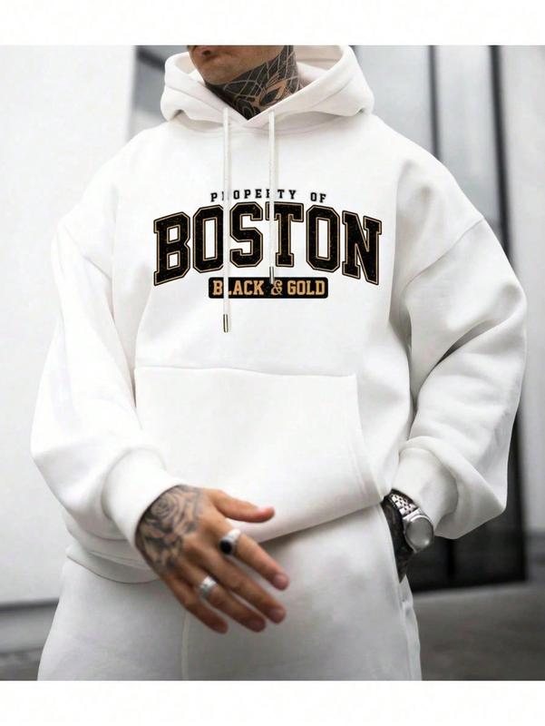 Sudadera para hombre estilo universitario con estampado de letras tela estampada ajuste suelto manga larga primavera‑otoño uso diario sudadera
