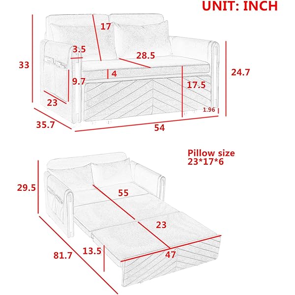 Sofá cama convertible multifuncional 3 en 1 tamaño Queen, cómodo sofá cama extraíble de terciopelo de 63,8"