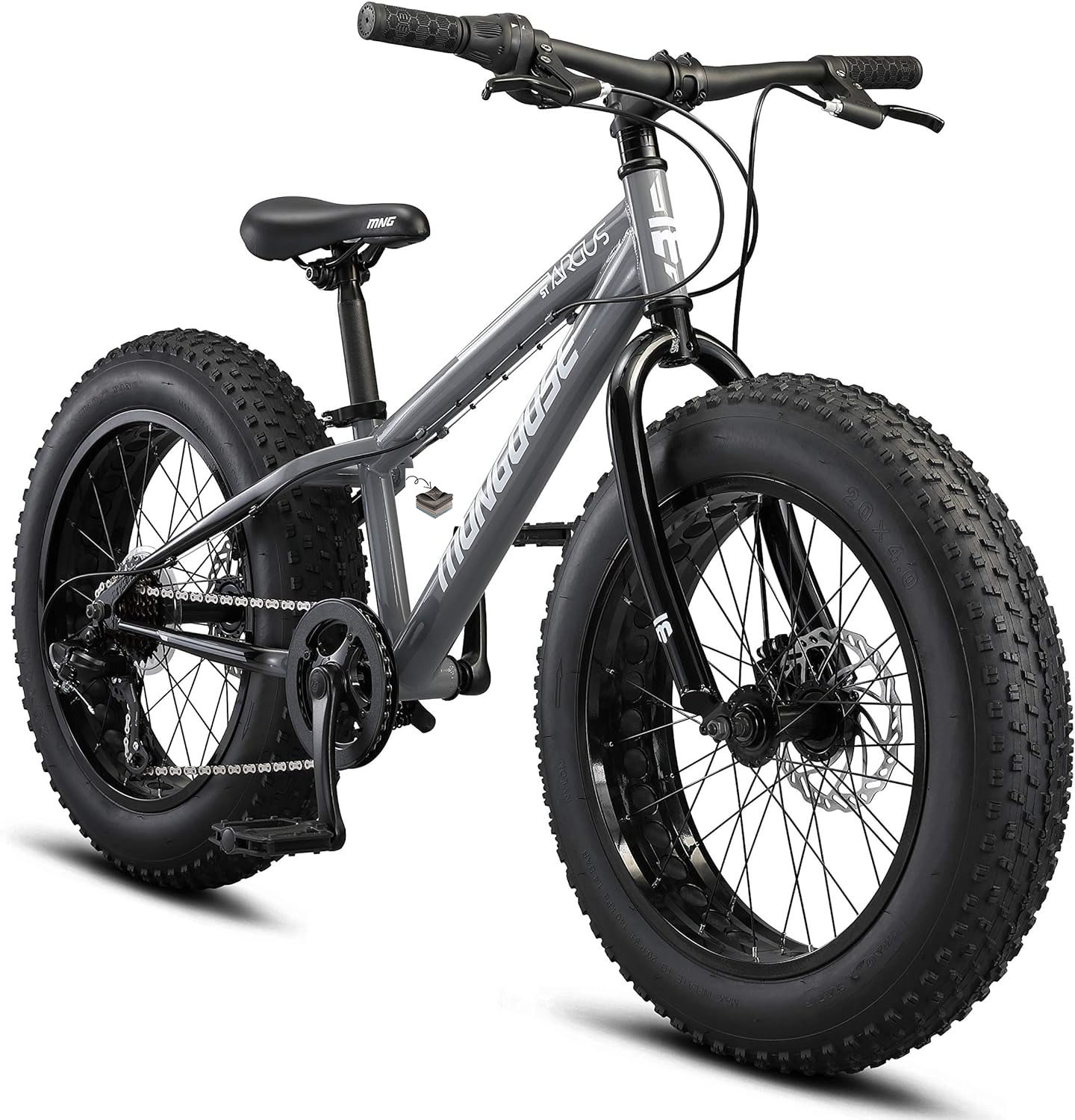 Mongoose Argus ST & Trail Fat Tire Bicicleta de montaña para Adultos jóvenes Hombres y Mujeres, Ruedas de 20 a 26 Pulgadas, Frenos de Disco mecánicos, Marco de acero o Aluminio y Opciones de 7 o 16-trapo