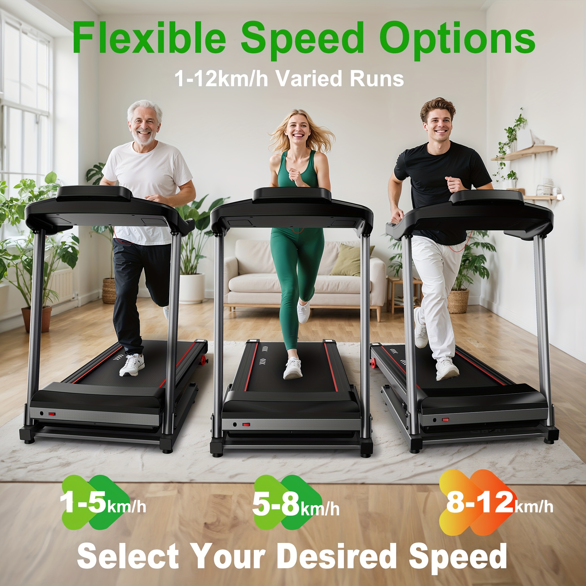 Cinta de Correr MaxVibe para Hogar con 3 Niveles de Inclinación hasta 12 km/h, Motor de 2.5 HP, Capacidad de Carga de 120 kg, Compatible con App, Entrenamiento de Fitness,Diseño Compacto,Equipo de Fitness Elegante,Cinta de correr motorizada,Individuos Con