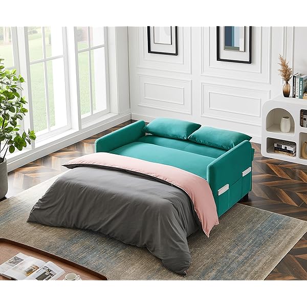 Sofá cama convertible multifuncional 3 en 1 tamaño Queen, cómodo sofá cama extraíble de terciopelo de 63,8"