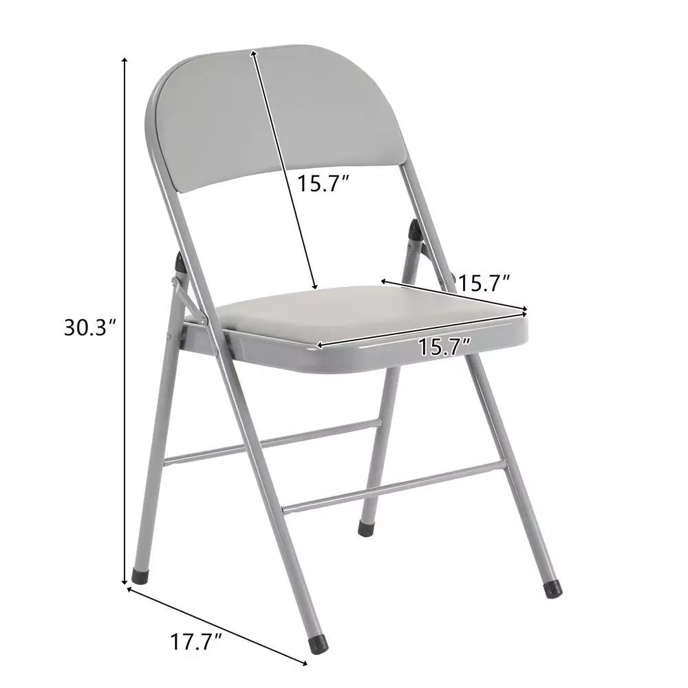 Paquete de 4 sillas plegables de metal con asiento acolchado de vinilo, sillas de comedor resistentes