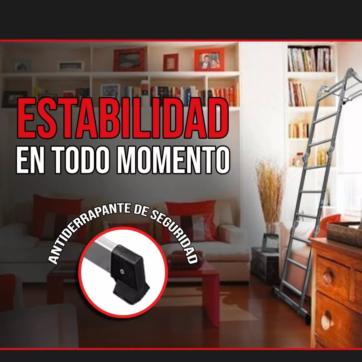 Escalera Multipropositos Con Plataforma De Trabajo Color Plateado