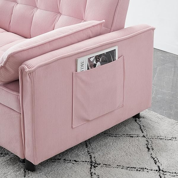 Sofá cama convertible multifuncional 3 en 1 tamaño Queen, cómodo sofá cama extraíble de terciopelo de 63,8"
