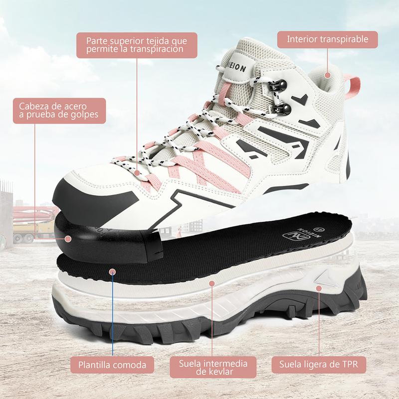 NIEION Botas De Seguridad Zapatos De Seguridad Para Mujer Botas Para Mujer Industrial Ligeros Para Mujer Transpirables Botas De Trabajo Para Hombre,Anti-Smash Anti-Puncture Botas