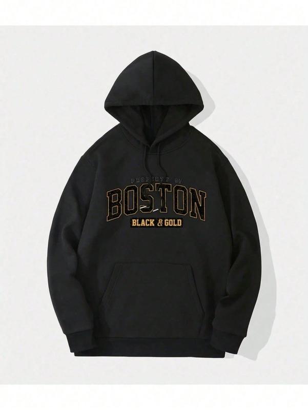 Sudadera para hombre estilo universitario con estampado de letras tela estampada ajuste suelto manga larga primavera‑otoño uso diario sudadera