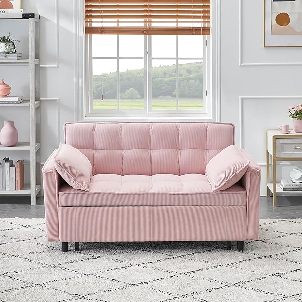 Sofá cama convertible multifuncional 3 en 1 tamaño Queen, cómodo sofá cama extraíble de terciopelo de 63,8"