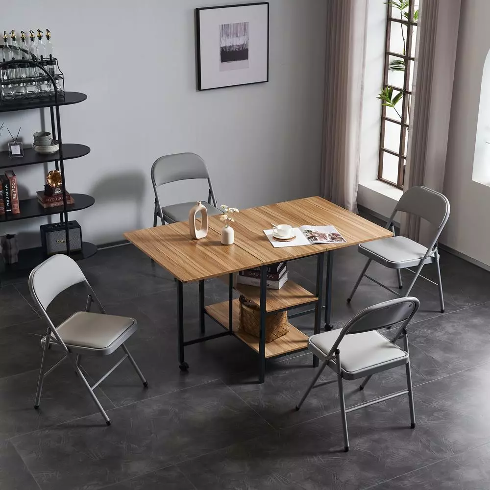 Paquete de 4 sillas plegables de metal con asiento acolchado de vinilo, sillas de comedor resistentes