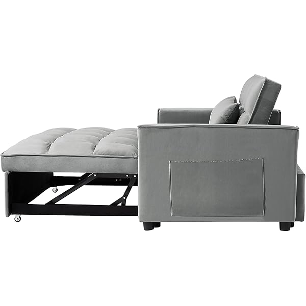 Sofá cama convertible multifuncional 3 en 1 tamaño Queen, cómodo sofá cama extraíble de terciopelo de 63,8"
