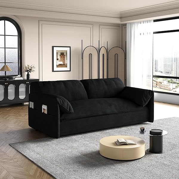 Sofá cama convertible multifuncional 3 en 1 tamaño Queen, cómodo sofá cama extraíble de terciopelo de 63,8"