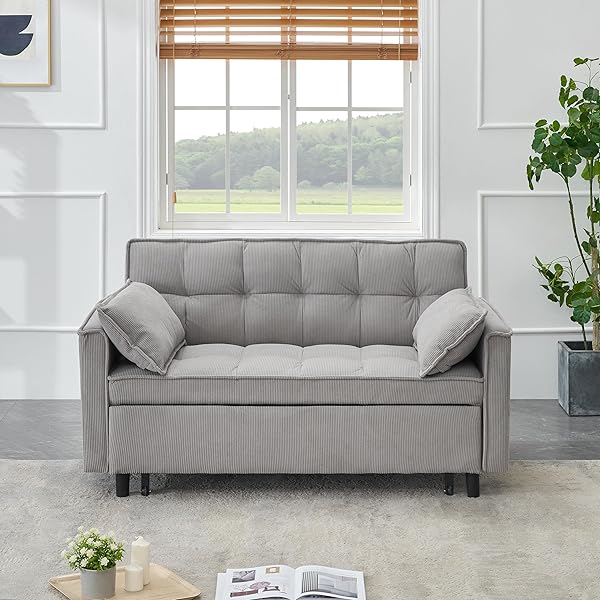 Sofá cama convertible multifuncional 3 en 1 tamaño Queen, cómodo sofá cama extraíble de terciopelo de 63,8"