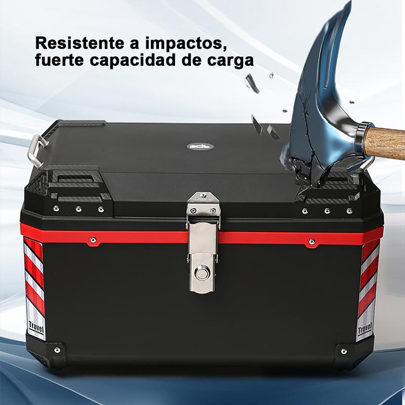 top case cajuela para moto caja trasera baul maletero motocicleta 2 cascos con respaldo llaves abs 68l