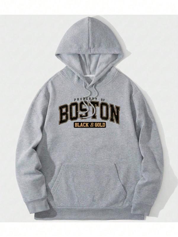 Sudadera para hombre estilo universitario con estampado de letras tela estampada ajuste suelto manga larga primavera‑otoño uso diario sudadera