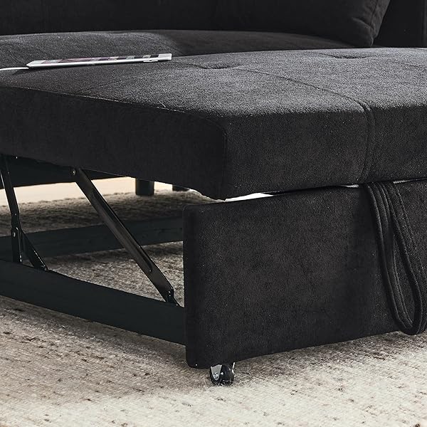 Sofá cama convertible multifuncional 3 en 1 tamaño Queen, cómodo sofá cama extraíble de terciopelo de 63,8"