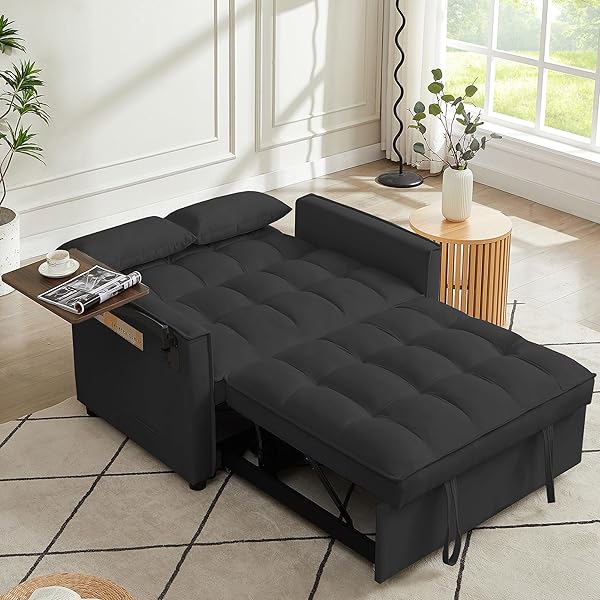 Sofá cama convertible multifuncional 3 en 1 tamaño Queen, cómodo sofá cama extraíble de terciopelo de 63,8"