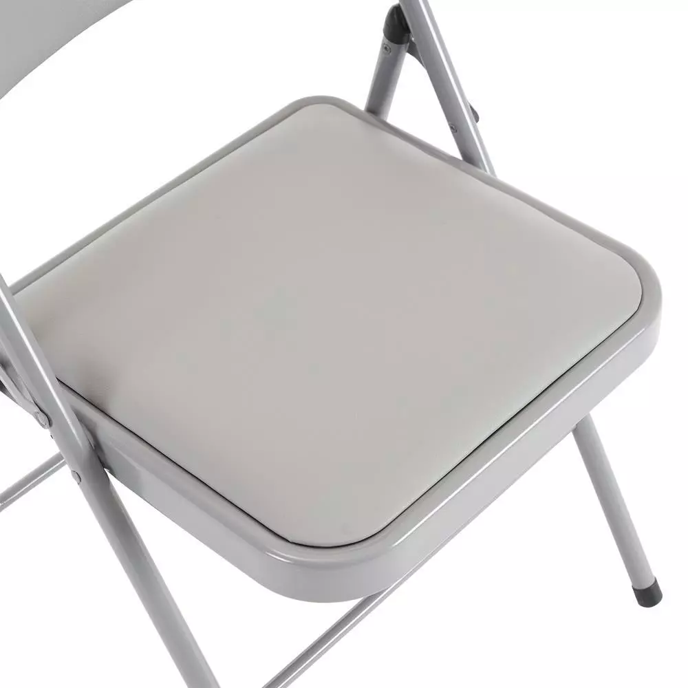 Paquete de 4 sillas plegables de metal con asiento acolchado de vinilo, sillas de comedor resistentes