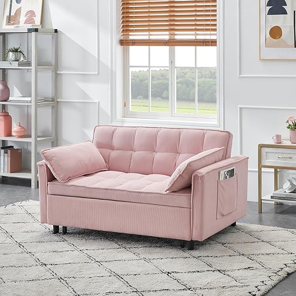 Sofá cama convertible multifuncional 3 en 1 tamaño Queen, cómodo sofá cama extraíble de terciopelo de 63,8"