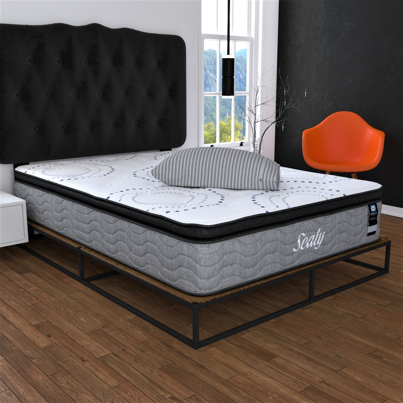 Colchón Queen Size  Anti-Microdespertares+ Box Queen Size + Camita para Mascota + 2 Almohadas Sealy. Sealy Ortopédico Benno