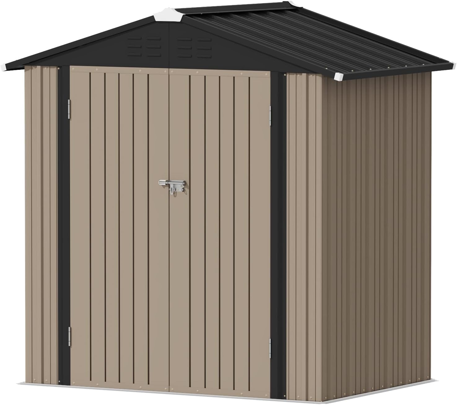 Devoko - Cobertizo grande de almacenamiento exterior de 3 x 3 m, cobertizo metálico de jardín y espacio de almacenamiento exterior, para herramientas, una sola puerta con cerradura, marrón