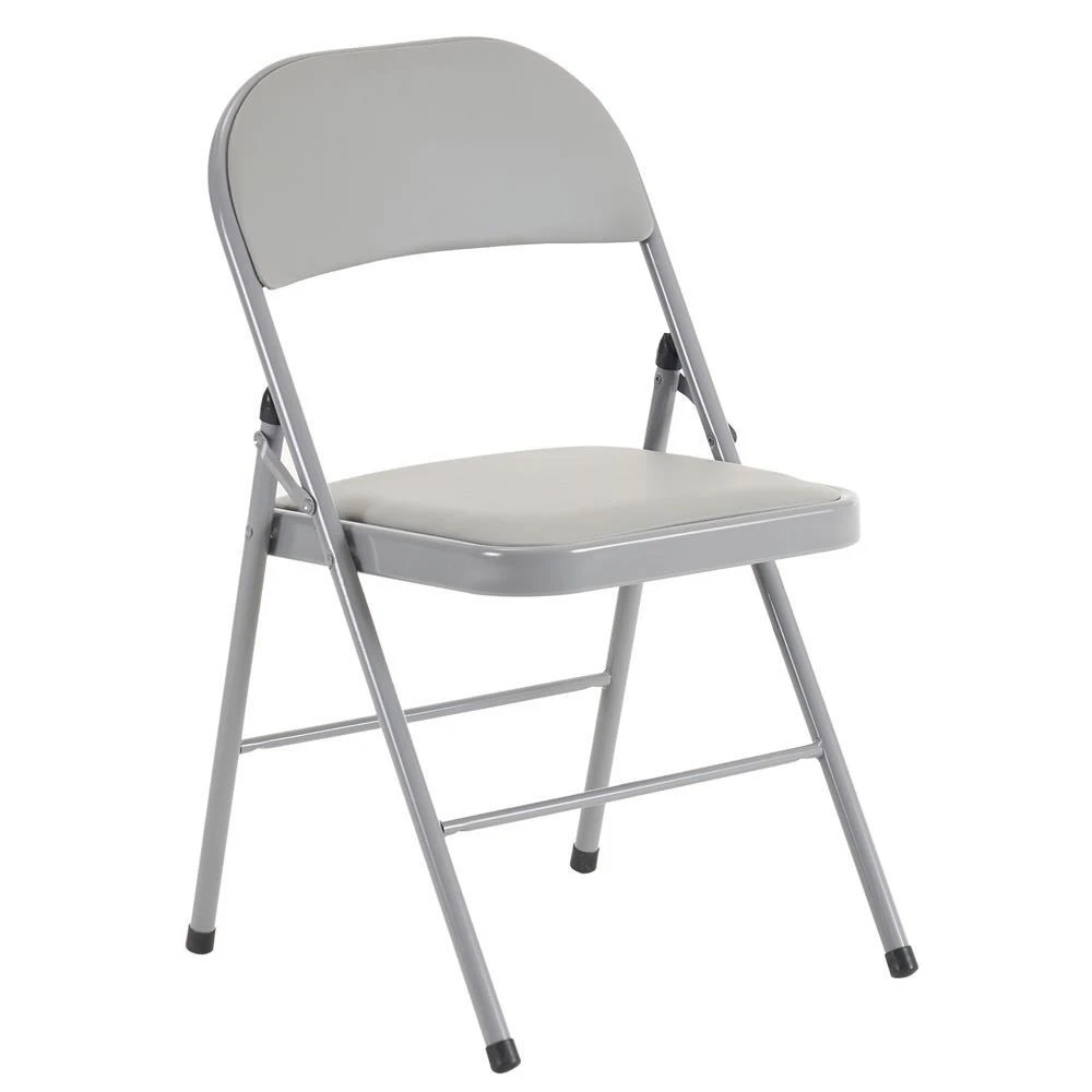 Paquete de 4 sillas plegables de metal con asiento acolchado de vinilo, sillas de comedor resistentes