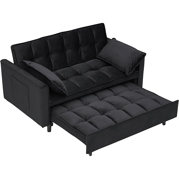 Sofá cama convertible multifuncional 3 en 1 tamaño Queen, cómodo sofá cama extraíble de terciopelo de 63,8"