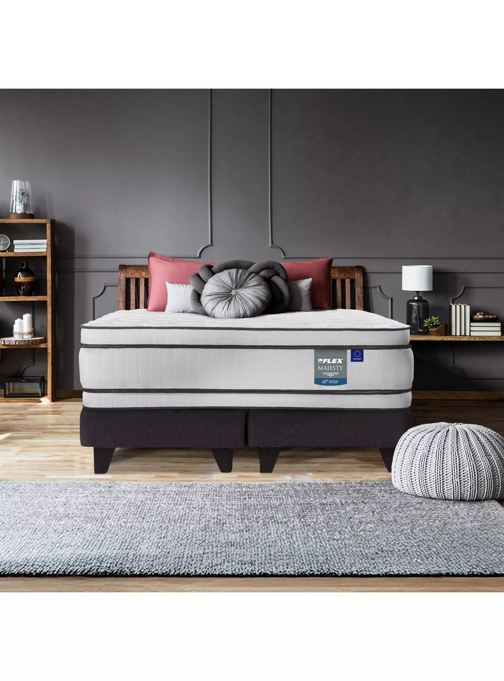 Cama Europea Majesty King Base Dividida Grafito