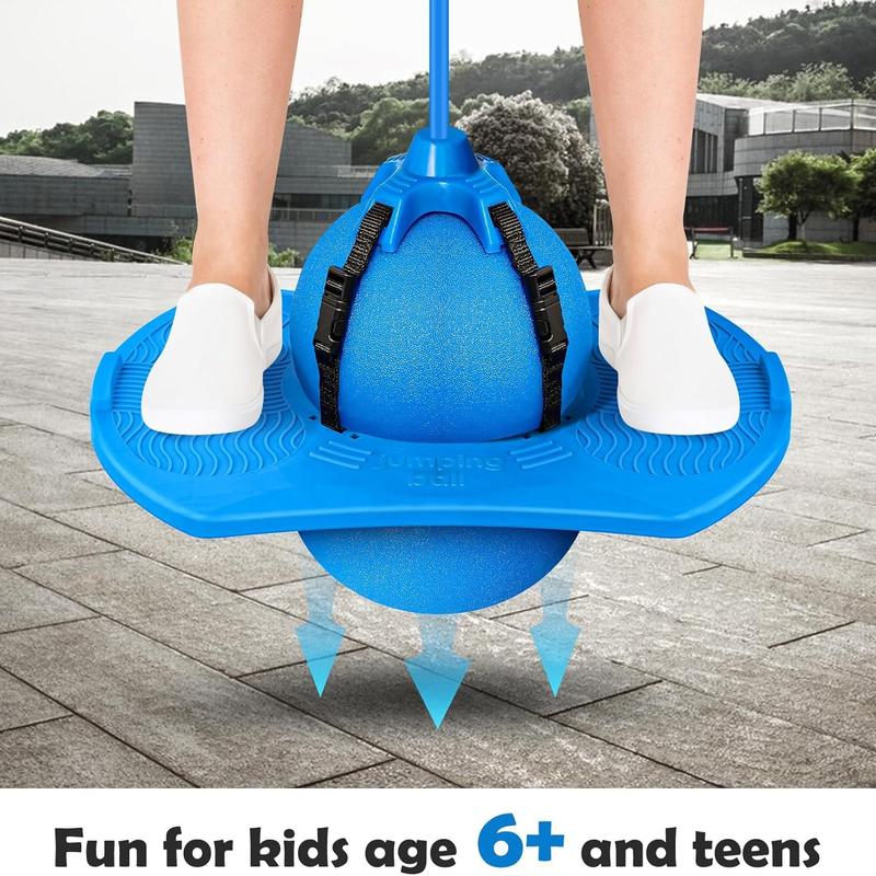 Pogo Jumper with Handle and Ball Pump, High Jump Toy Bounce Jump Trick Board Pogo Bouncing Ball Safe and Fun Pogo Stick for Kids Boys Girls and Adults Prolonged Use