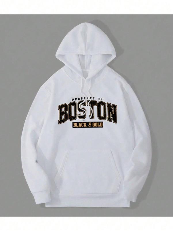 Sudadera para hombre estilo universitario con estampado de letras tela estampada ajuste suelto manga larga primavera‑otoño uso diario sudadera
