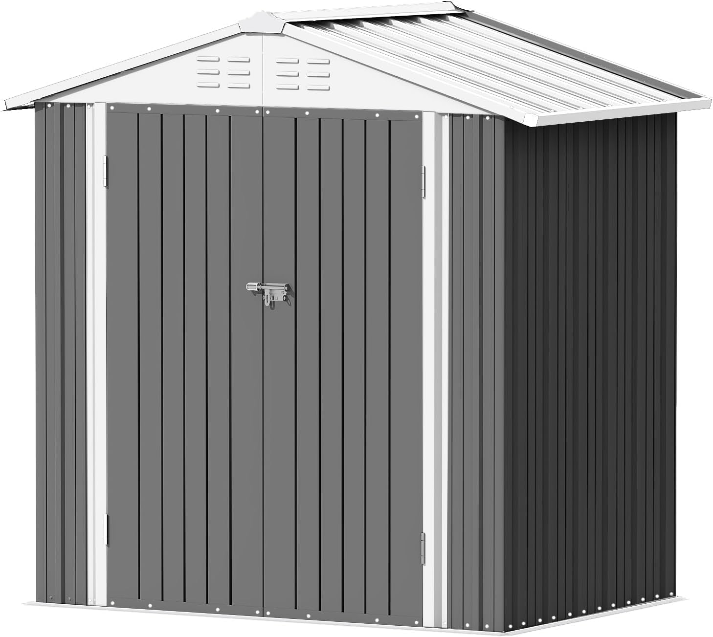 Devoko - Cobertizo grande de almacenamiento exterior de 3 x 3 m, cobertizo metálico de jardín y espacio de almacenamiento exterior, para herramientas, una sola puerta con cerradura, marrón