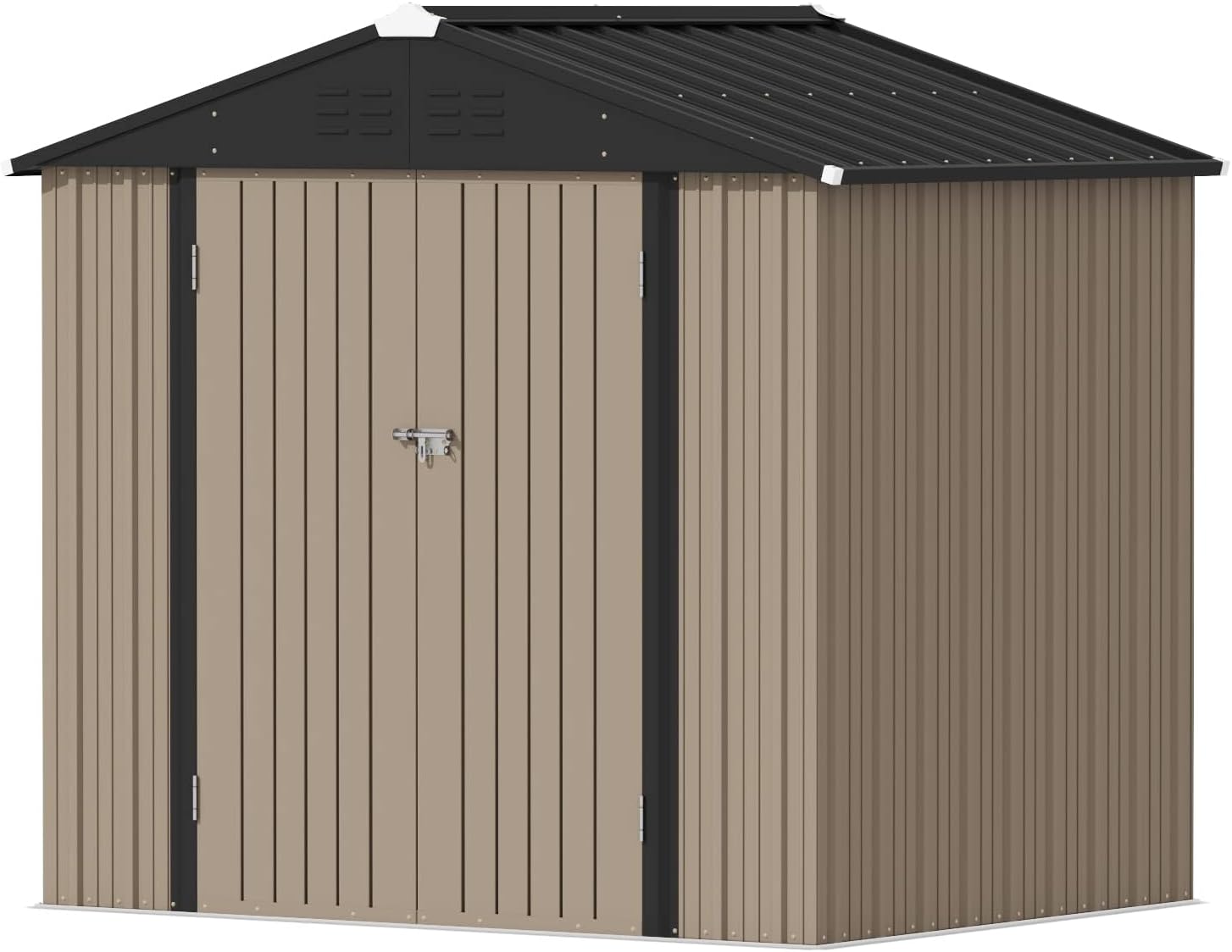 Devoko - Cobertizo grande de almacenamiento exterior de 3 x 3 m, cobertizo metálico de jardín y espacio de almacenamiento exterior, para herramientas, una sola puerta con cerradura, marrón