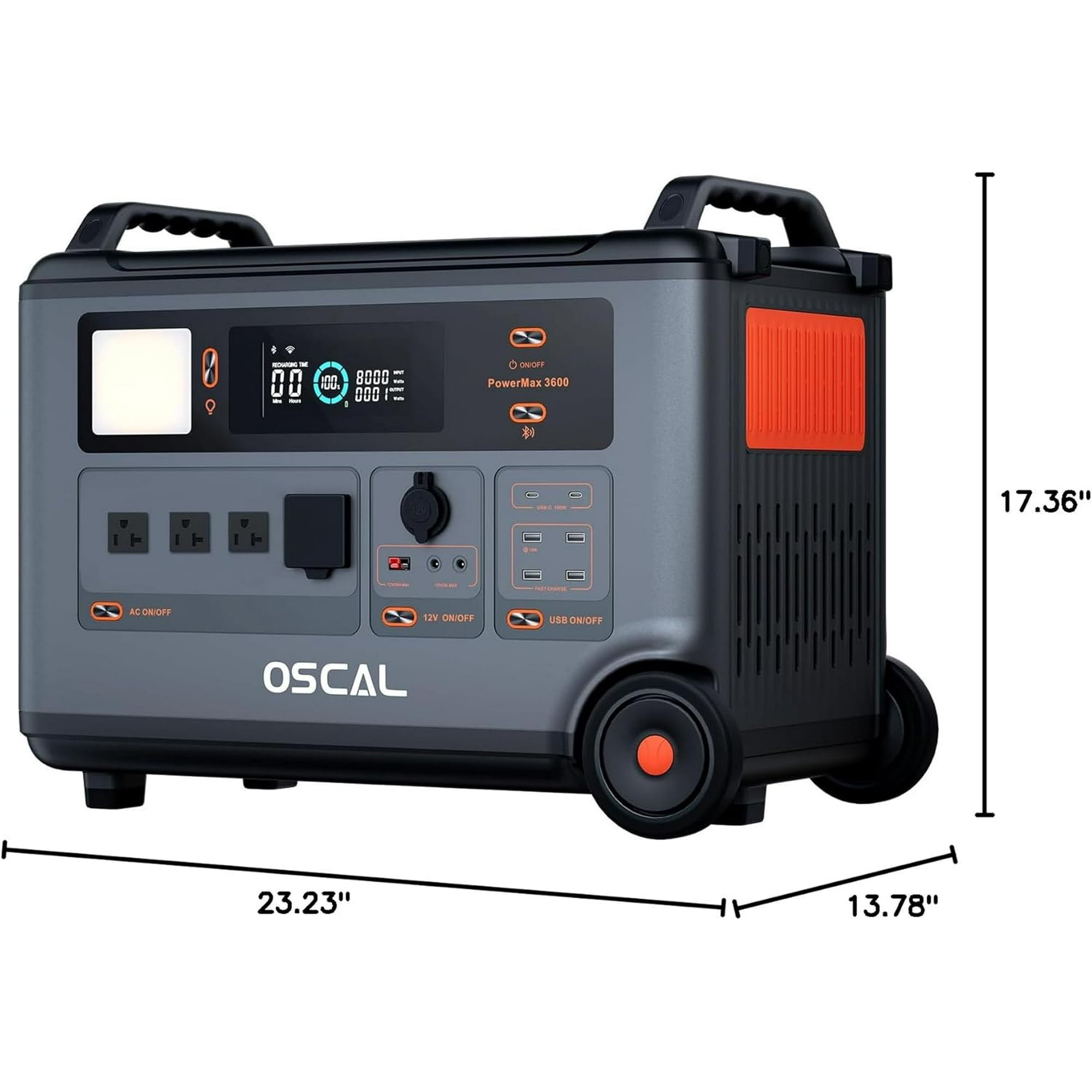 OSCAL Blackview PM3600 Central eléctrica portátil, 3600 Wh (sobretensión 6000 W) LiFePO4 generador solar expandible con 4xAC para camping de emergencia en el hogar