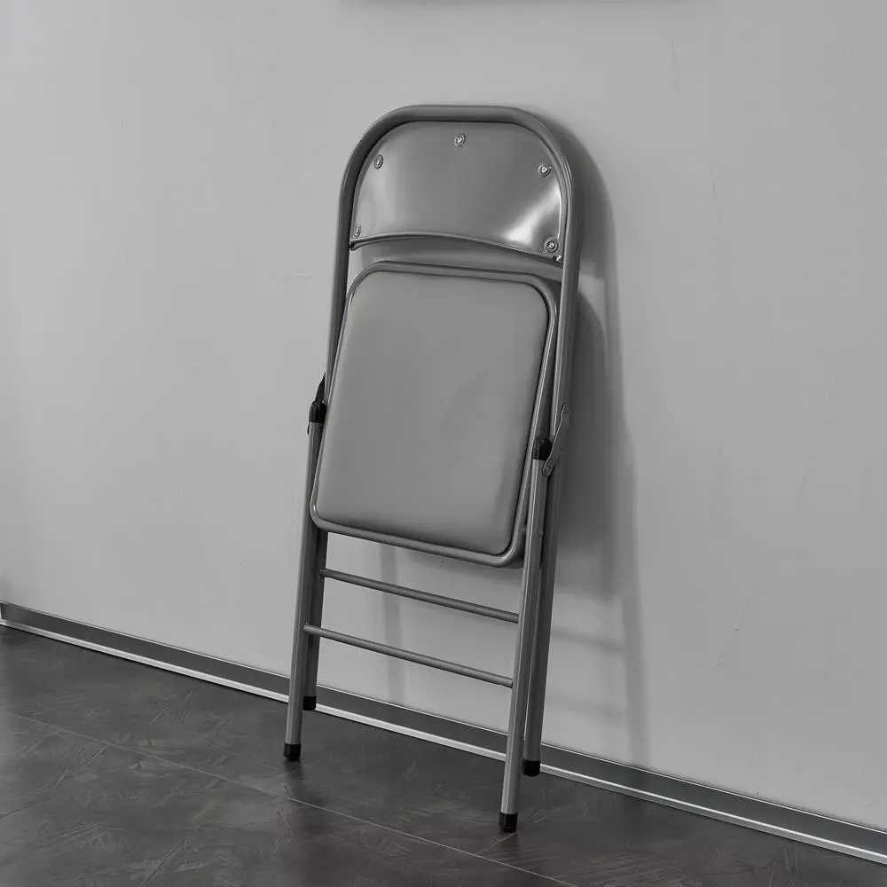 Paquete de 4 sillas plegables de metal con asiento acolchado de vinilo, sillas de comedor resistentes