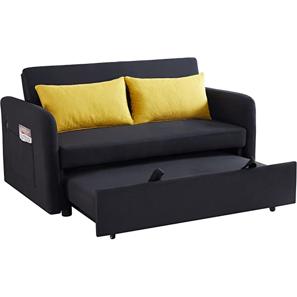 Sofá cama convertible multifuncional 3 en 1 tamaño Queen, cómodo sofá cama extraíble de terciopelo de 63,8"
