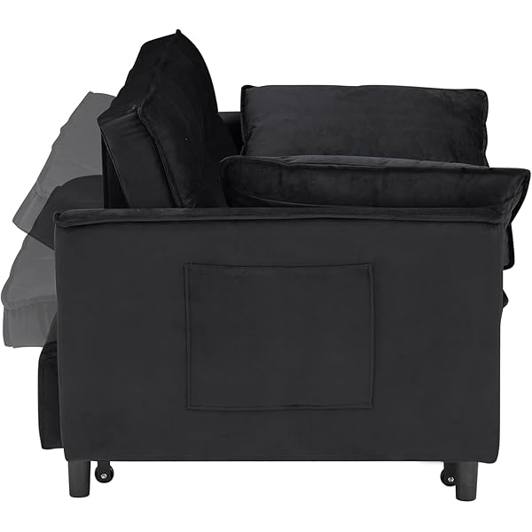 Sofá cama convertible multifuncional 3 en 1 tamaño Queen, cómodo sofá cama extraíble de terciopelo de 63,8"