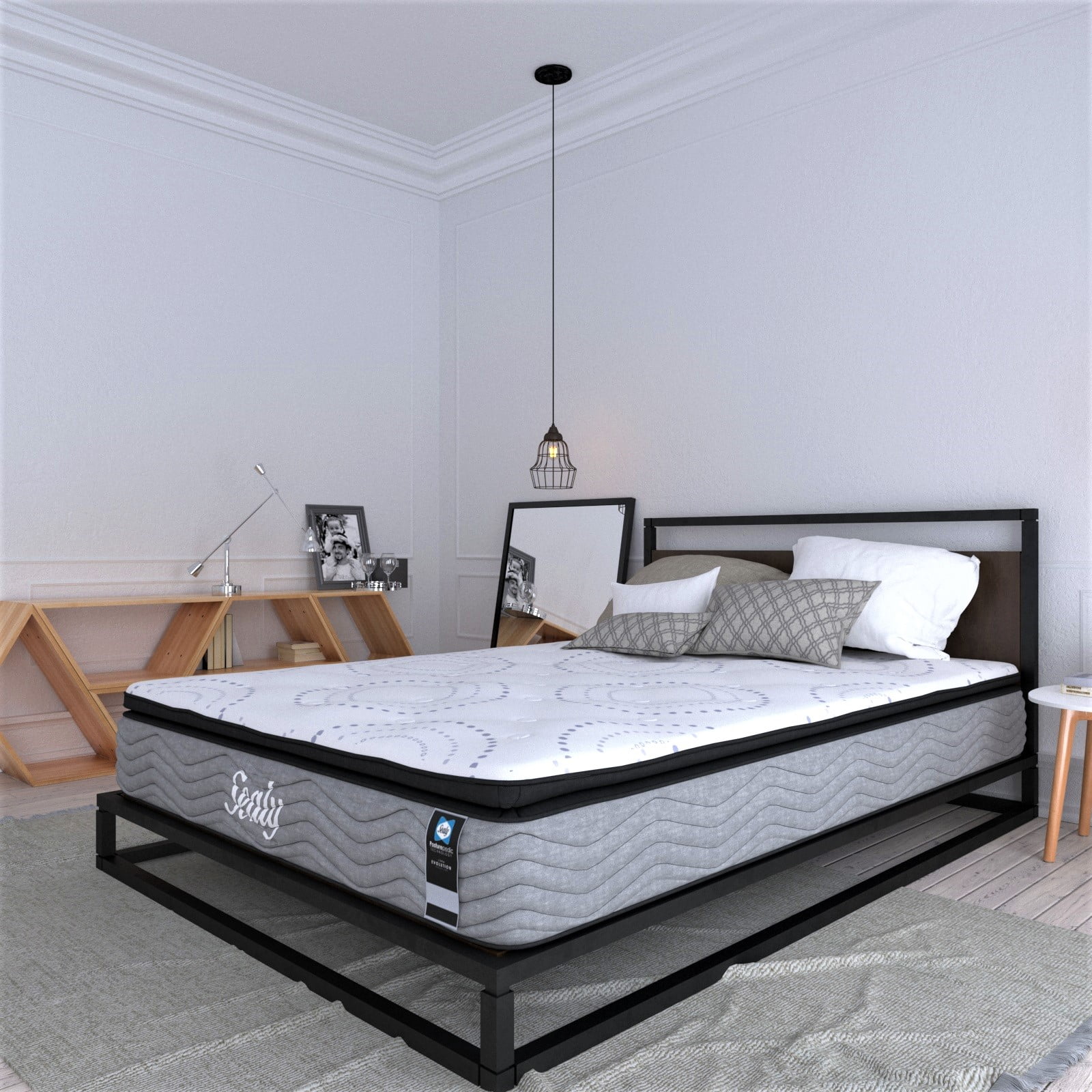 Colchón Queen Size  Anti-Microdespertares+ Box Queen Size + Camita para Mascota + 2 Almohadas Sealy. Sealy Ortopédico Benno