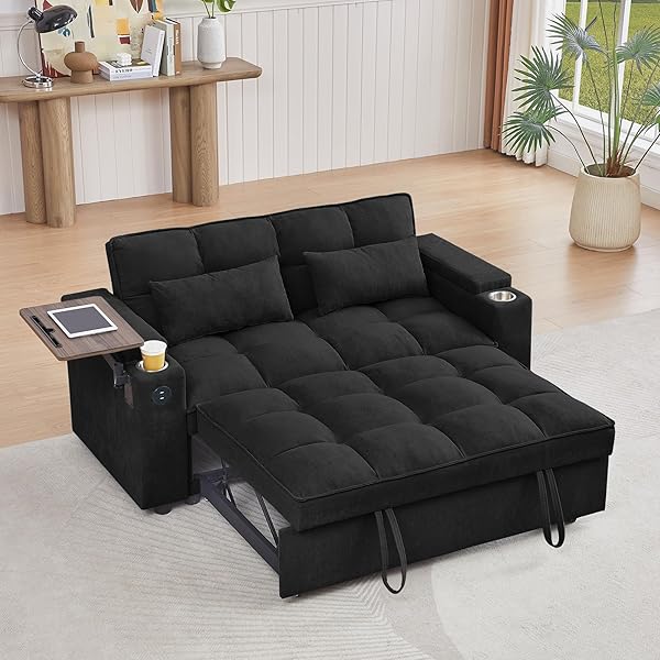 Sofá cama convertible multifuncional 3 en 1 tamaño Queen, cómodo sofá cama extraíble de terciopelo de 63,8"