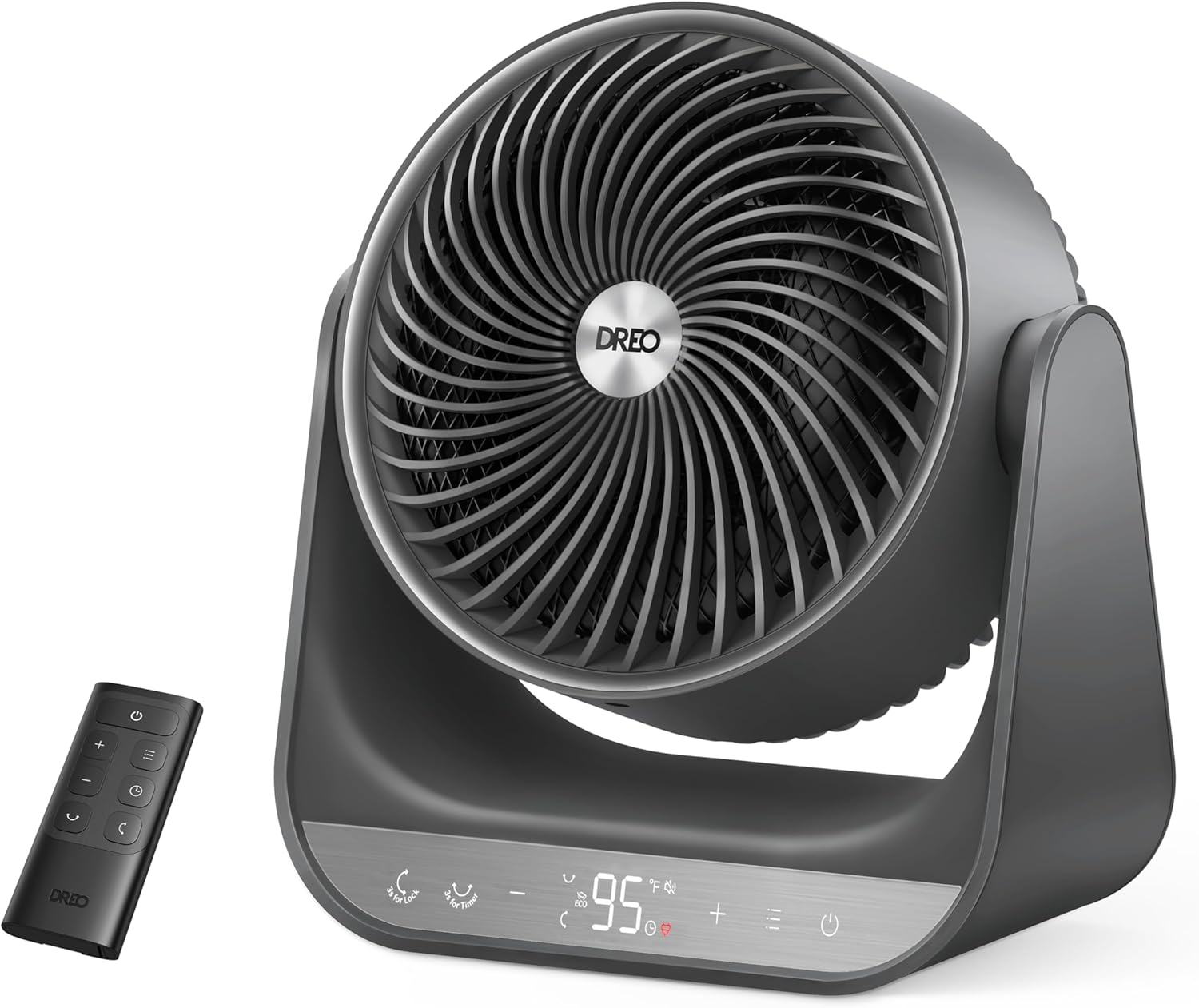 Calefactor de ambiente completo DREO 714, calefacción oscilante 3D (60° vertical y 90° horizontal), circulador de largo alcance (12 pies/s), 3 ajustes de calor y 3 de ventilador; calefactor portátil para interiores (dormitorio, oficina), color negro.