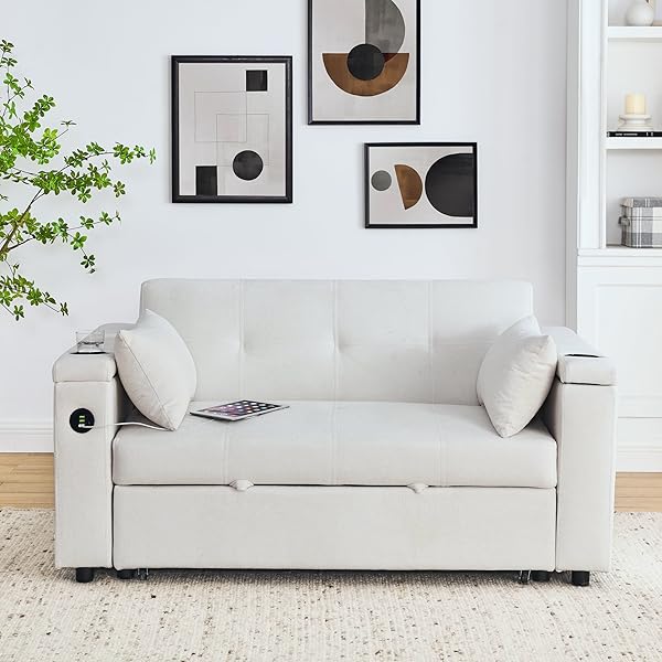 Sofá cama convertible multifuncional 3 en 1 tamaño Queen, cómodo sofá cama extraíble de terciopelo de 63,8"