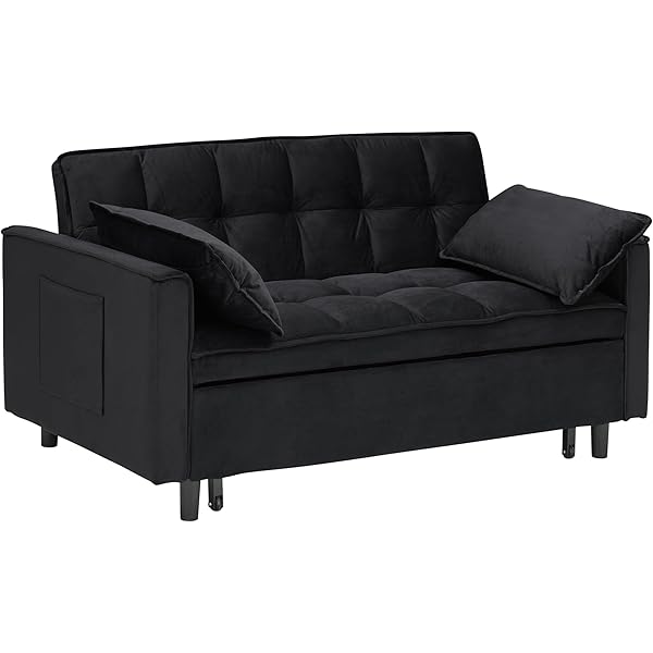 Sofá cama convertible multifuncional 3 en 1 tamaño Queen, cómodo sofá cama extraíble de terciopelo de 63,8"
