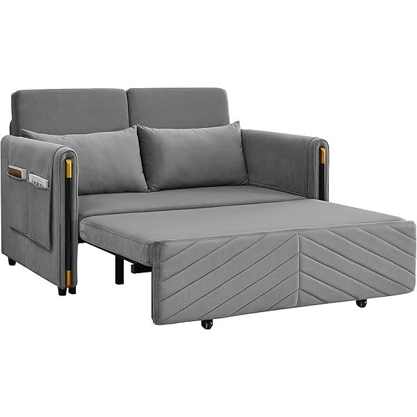 Sofá cama convertible multifuncional 3 en 1 tamaño Queen, cómodo sofá cama extraíble de terciopelo de 63,8"