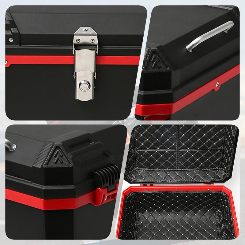top case cajuela para moto caja trasera baul maletero motocicleta 2 cascos con respaldo llaves abs 68l