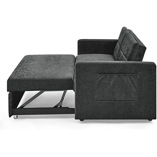 Sofá cama convertible multifuncional 3 en 1 tamaño Queen, cómodo sofá cama extraíble de terciopelo de 63,8"