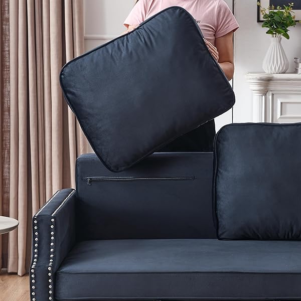 Sofá cama convertible multifuncional 3 en 1 tamaño Queen, cómodo sofá cama extraíble de terciopelo de 63,8"