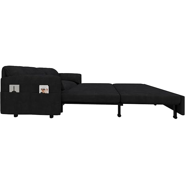 Sofá cama convertible multifuncional 3 en 1 tamaño Queen, cómodo sofá cama extraíble de terciopelo de 63,8"