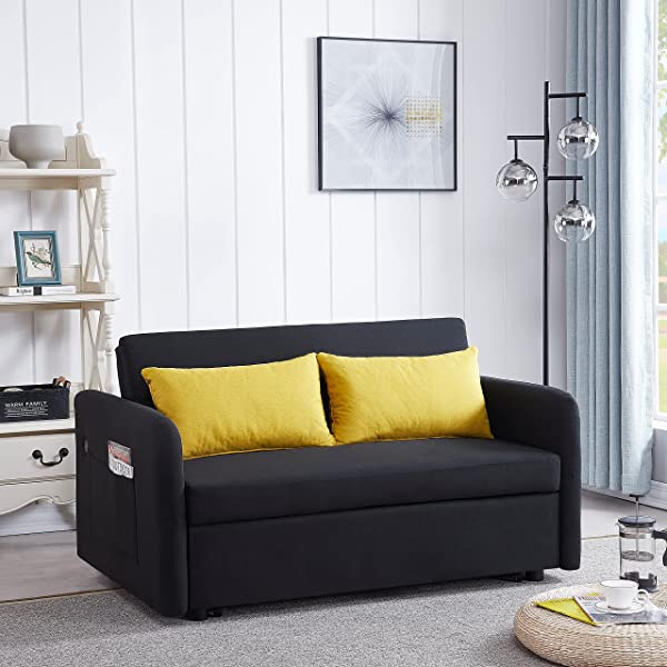 Sofá cama convertible multifuncional 3 en 1 tamaño Queen, cómodo sofá cama extraíble de terciopelo de 63,8"