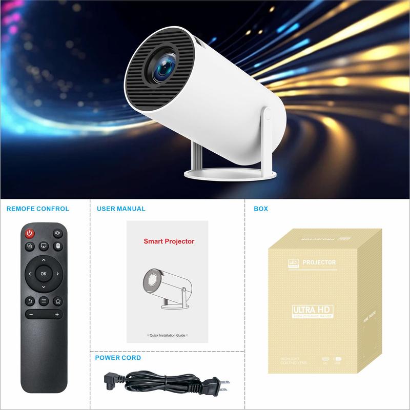 HY300 Pro Mini Proyector Portátil 8K, Android 16.0, 1080P Full HD, WiFi6, BT 6.0, 15000 Lúmenes, Corrección Automática de Trapecio, Ideal para Copa Mundial 2026, Transmisión en Vivo, Pantalla Gigante para Aficionados y reuniones