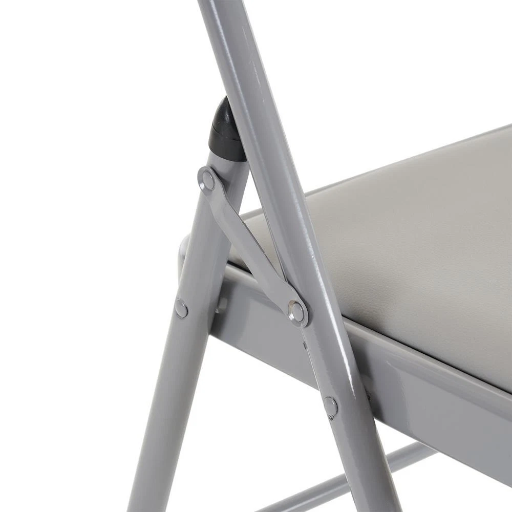 Paquete de 4 sillas plegables de metal con asiento acolchado de vinilo, sillas de comedor resistentes