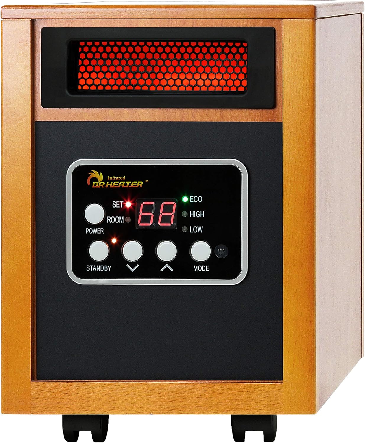 Calefactor DR-991: Calefactor eléctrico portátil tipo chimenea con humidificador y control remoto, calor infrarrojo, efecto de llama 3D, temporizador, funcionamiento silencioso, 1500 W, certificación ETL, de pie, pantalla LED.