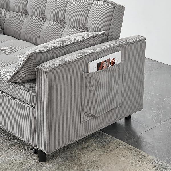 Sofá cama convertible multifuncional 3 en 1 tamaño Queen, cómodo sofá cama extraíble de terciopelo de 63,8"
